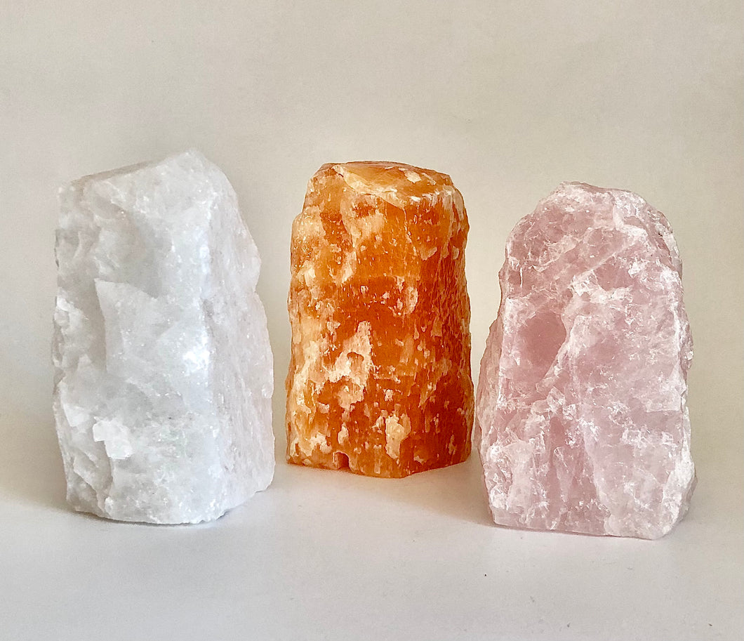 Rose Quartz | Crystal Quartz | Orange Calcite Lamps